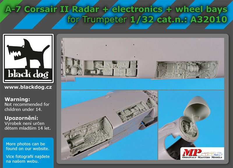 A32010 1/32 A-7 Corsair II radar+electronics+wheel bays Blackdog