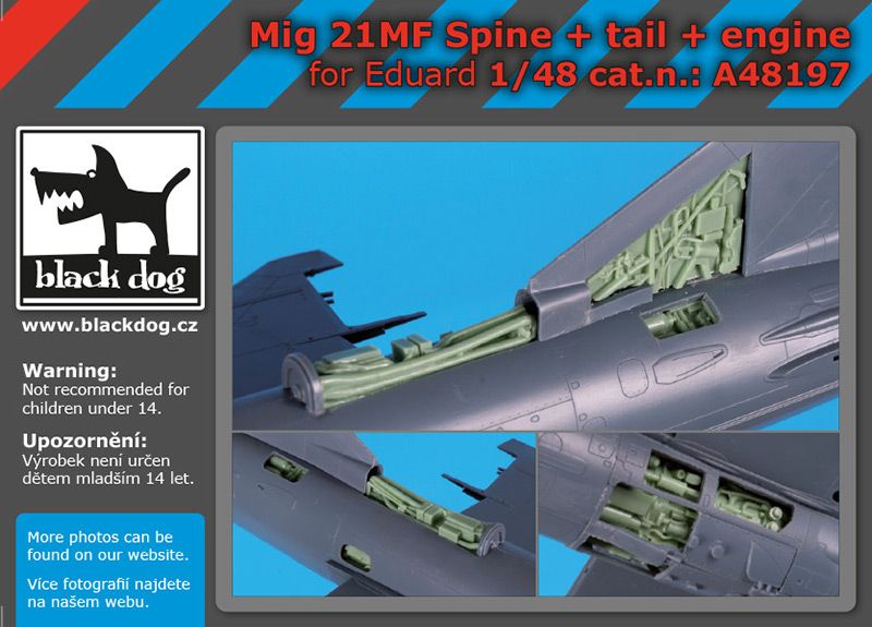 A48197 1/48 Mig 21 MF spine+tail+engine Blackdog