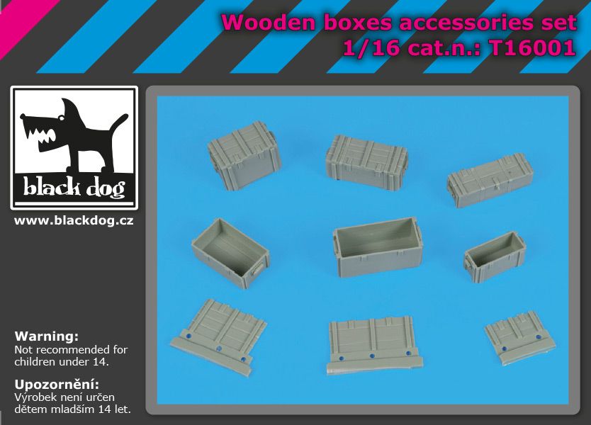 T16001	1/16 Wooden boxes accessories set Blackdog