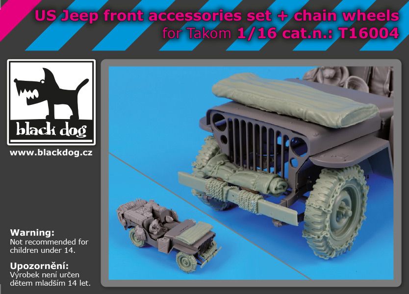 T16004 1/16 US Jeep front accessories set + chain wheels Blackdog