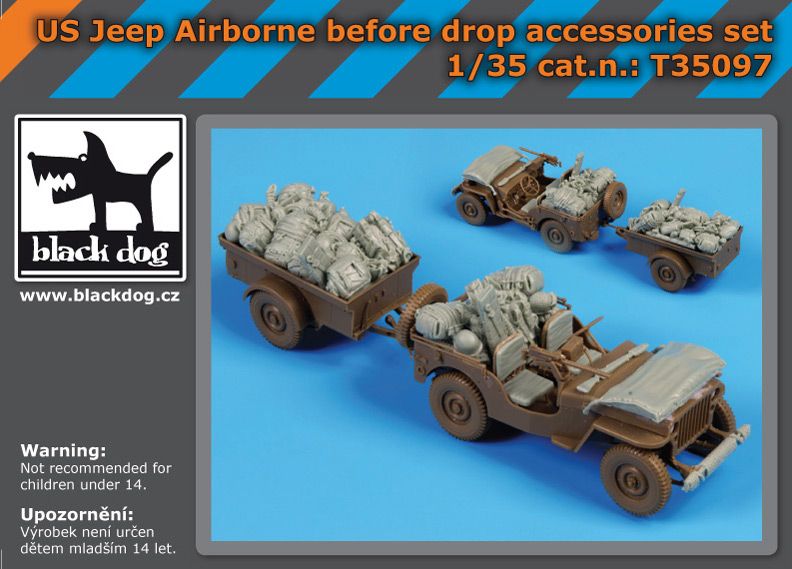 T35097 1/35 Us Jeep airborne before drop accessories set Blackdog