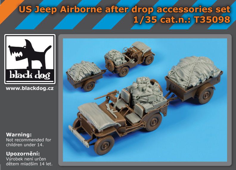 T35098 1/35 Us Jeep airborne after drop accessories set Blackdog