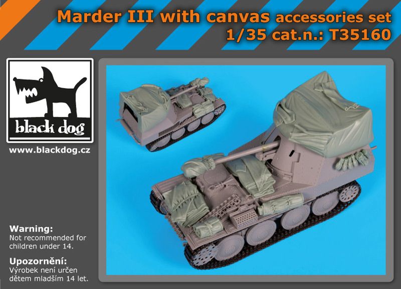 T35160 1/35 Marder III with canvas accessories set Blackdog