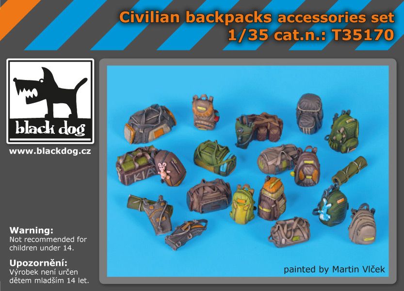 T35170 1/35 Civilian backpacks accessories set Blackdog